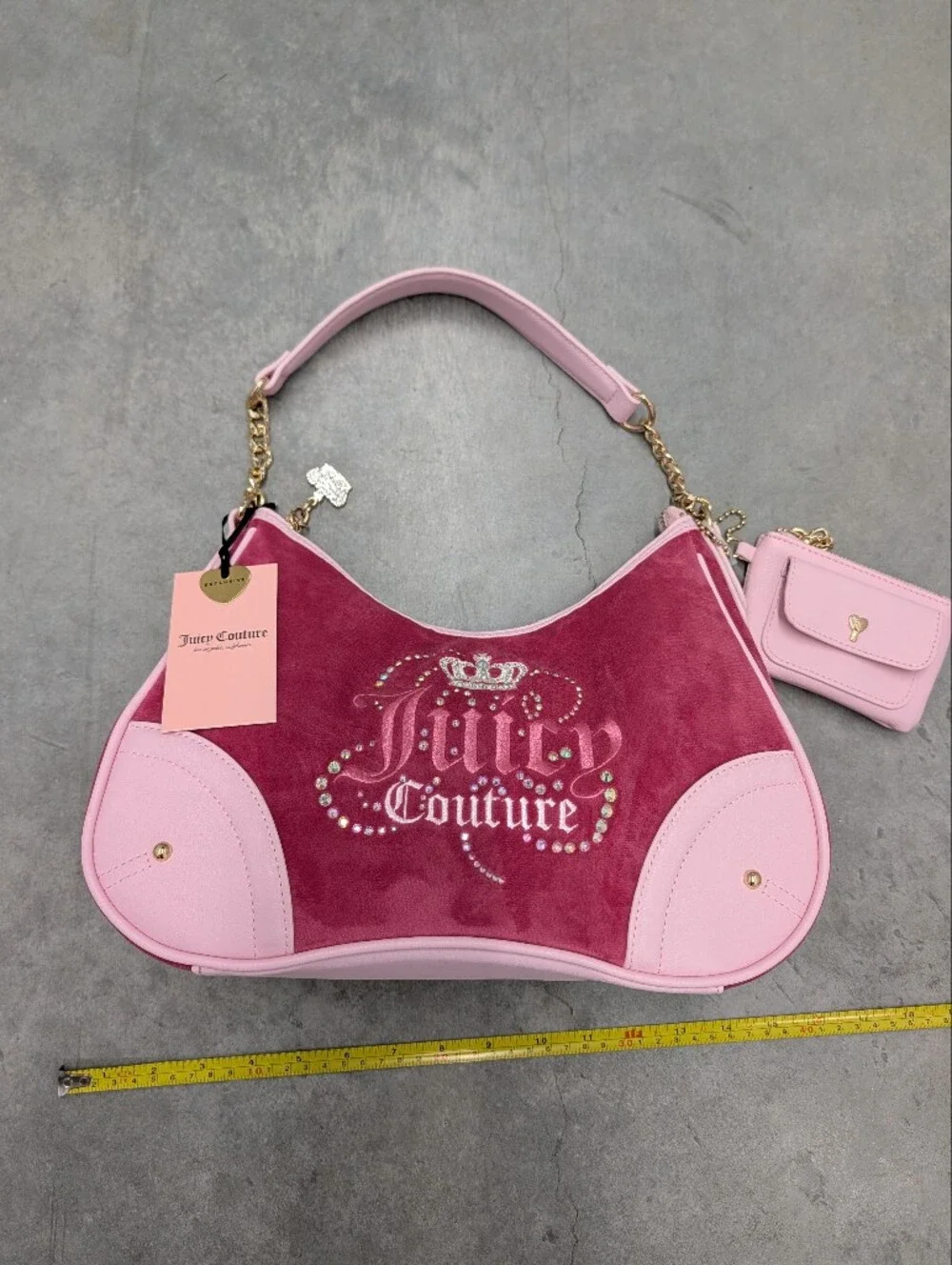 Juicy Couture Pink Velour Logo Hobo Bag